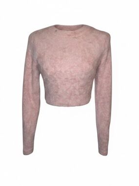DEE ELLY Women’s Junior’s Cropped Sweater Soft and Fuzzy in Pale Pink Size Small